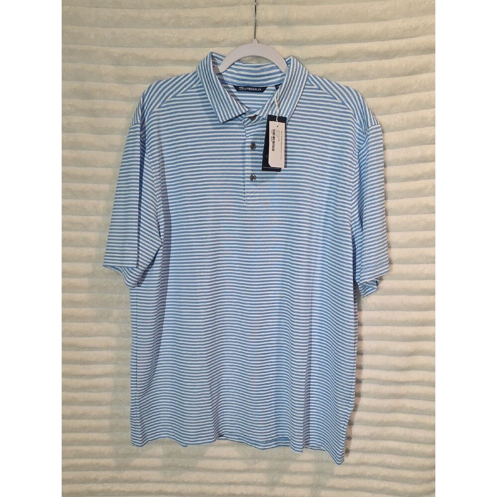 0167 Cutter And Buck Blue & White Striped Polo
